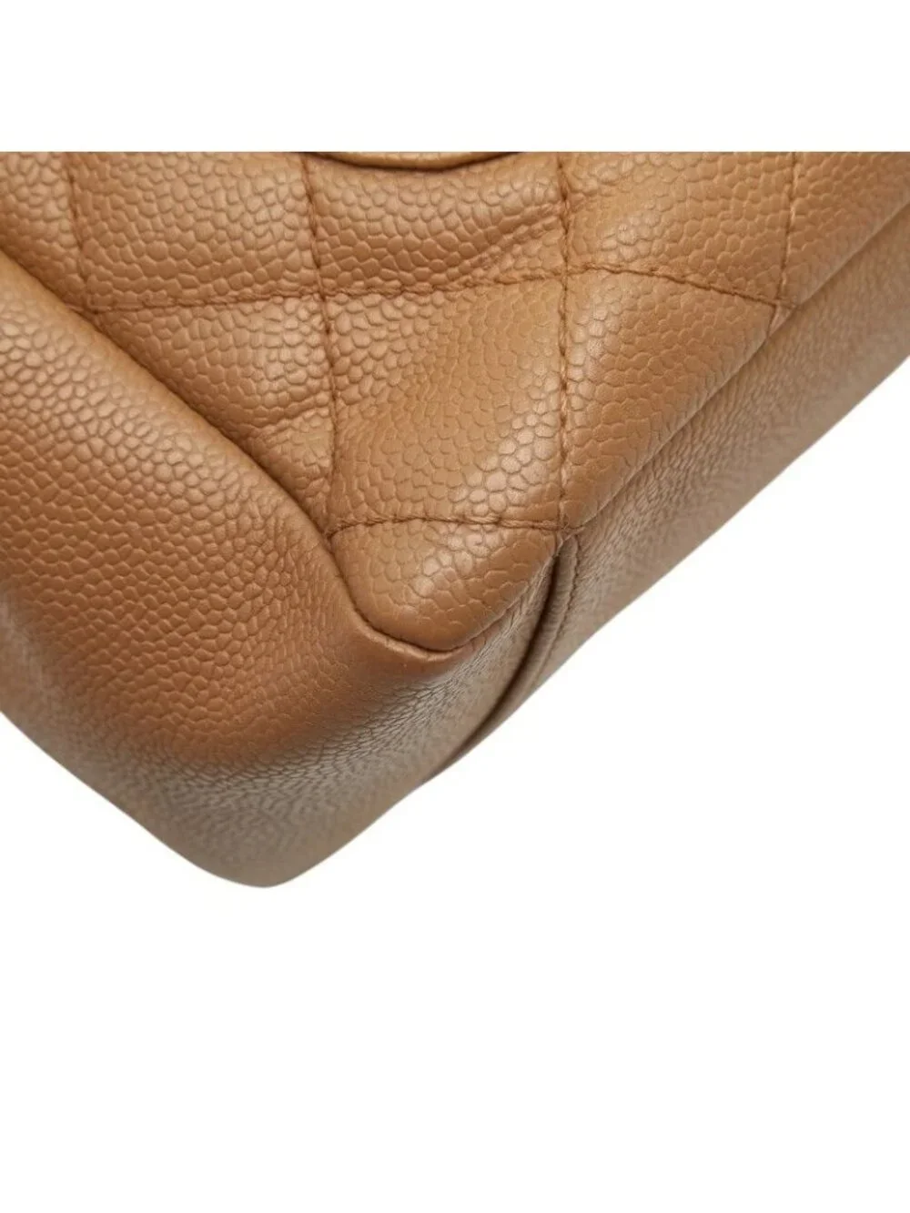 Chanel Quilted CC Logo Grand Shopping Tote GST Chain Shoulder Bag Beige Caviar